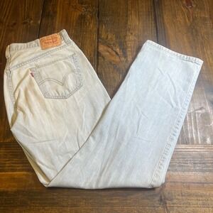 Levis 505 Regular Fit Jeans Mens 36x32 Light Wash Blue Straight Leg 100% Cotton